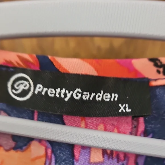 Vibrant Navy Floral Wrap Maxi Dress in Pink & Orange Size XL - Picture 2 of 6